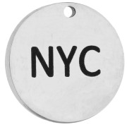 Texto - Dije redondo de 14 mm con el grabado «NYC - Maratón de Nueva York» - Acero inoxidable 316 x1 Dije redondo de 14 mm con el grabado «NYC - Maratón de Nueva York» - Acero inoxidable 316 x1