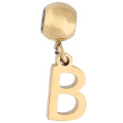 Cuenta pasante de 5 mm con dije con la letra B - Acero inoxidable 304 Dorado x1