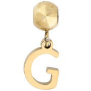 Cuenta pasante de 5 mm con dije con la letra G - Acero inoxidable 304 dorado x1