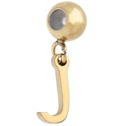 J - Cuenta pasante de 5 mm con dije en forma de letra J - Acero inoxidable 304 Dorado x1 Cuenta pasante de 5 mm con dije en forma de letra J - Acero inoxidable 304 Dorado x1
