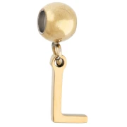Cuenta pasante de 5 mm con dije con la letra L - Acero inoxidable 304 Dorado x1