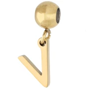 Cuenta pasante de 5 mm con dije en forma de letra V - Acero inoxidable 304 dorado x1