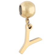 Cuenta pasante de 5 mm con dije en forma de letra Y - Acero inoxidable 304 dorado x1