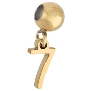 Número - Cuenta pasante de 5 mm con dije con el número 7 - Acero inoxidable 304 Dorado x1 Cuenta pasante de 5 mm con dije con el número 7 - Acero inoxidable 304 Dorado x1