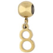 Número - Cuenta pasante de 5 mm con dije con el número 8 - Acero inoxidable 304 Dorado x1 Cuenta pasante de 5 mm con dije con el número 8 - Acero inoxidable 304 Dorado x1