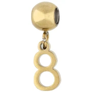 Cuenta pasante de 5 mm con dije con el número 8 - Acero inoxidable 304 Dorado x1