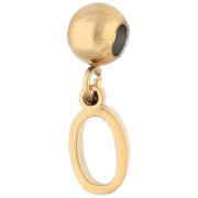 Número - Cuenta pasante de 5 mm con dije con el número 0 - Acero inoxidable 304 Dorado x1 Cuenta pasante de 5 mm con dije con el número 0 - Acero inoxidable 304 Dorado x1