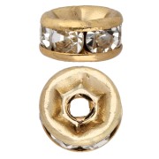 Oro 18 quilates - Cuentas redondas con strass de 6 mm - Acero inoxidable 304 Dorado - Crystal x1 Cuentas redondas con strass de 6 mm - Acero inoxidable 304 Dorado - Crystal x1