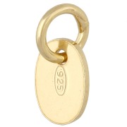 Dije con el sello 925, medalla ovalada con anilla cerrada de 9 mm - Plata 925 Dorado x1