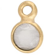 Dije redondo facetado de 5 mm - Chapado en oro de 3 micras - Cuarzo rosa x1