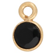 Dije redondo facetado de 5 mm - Chapado en oro de 3 micras - Ónix negro x1