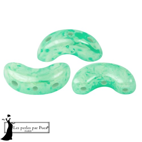 Cuentas de cristal Arcos® de Puca® 5 x 10 mm - Mishmash Green x 10 g