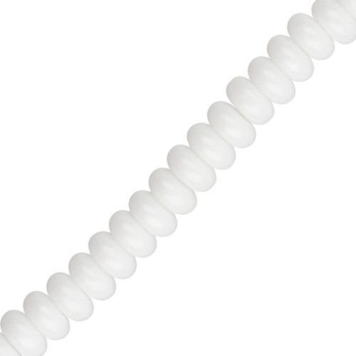 Cuentas arandalas Heishi de cristal, 6 x 3 mm - Blancas, 38 cm