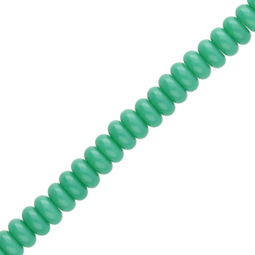 Cuentas arandalas Heishi de cristal, 6 x 3 mm - Verde, 38 cm