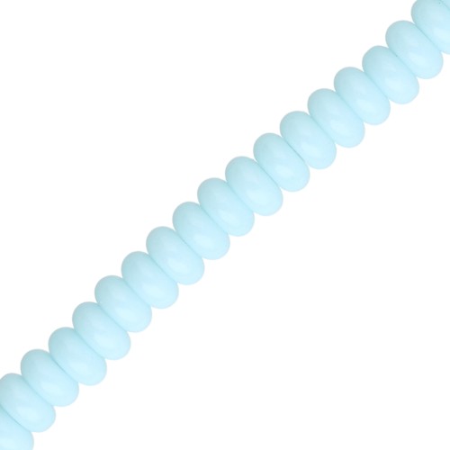 Cuentas arandalas Heishi de cristal, 6 x 3 mm - Azul claro, 38 cm