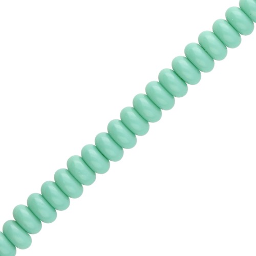 Cuentas arandalas Heishi de cristal, 6 x 3 mm - Verde turquesa, 38 cm
