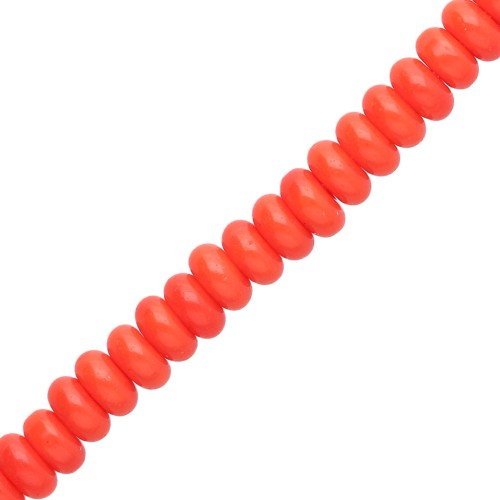 Cuentas arandalas Heishi de cristal, 6 x 3 mm - Naranja oscuro, 38 cm