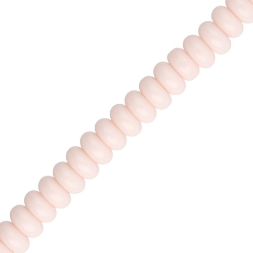 Cuentas arandalas Heishi de cristal, 6 x 3 mm - Color nude, 38 cm