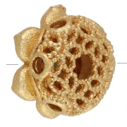 Cuenta en forma de flor de 10 mm con varios orificios, imitación de piedra preciosa y circonitas - Dorado en oro fino