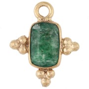 Dije rectangular facetado de 13 x 11 mm con piedra preciosa - Dorado en oro fino - Aventurina