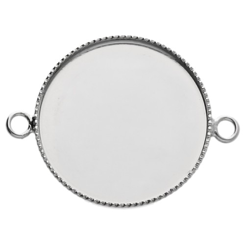 Entrepieza engastada para cabujón de base plana de 20 mm - Plateado x1
