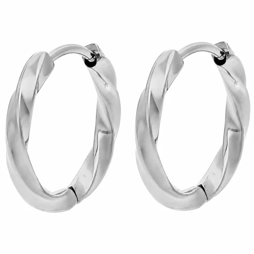 Pendientes de aro retorcidos de 17 mm - Hilo de 2,5 mm - Acero inoxidable 316L x2
