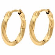 Pendientes de aro retorcidos de 17 mm - Hilo de 2,5 mm - Acero inoxidable 316L dorado x2