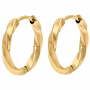 Pendientes de aro retorcidos de 17 mm - Hilo de 2,5 mm - Acero inoxidable 316L dorado x2