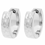 Ganchos de pendientes redondos anchos martillados de 14 mm - Acero inoxidable 316L x2