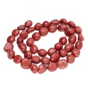 Cuentas tipo nugget de 8-10 mm de piedra preciosa - Jaspe rojo x 39 cm