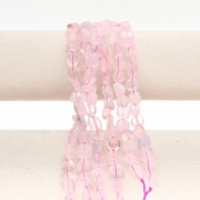 Cuentas tipo nugget de 8 a 11 mm de piedra preciosa — Cuarzo rosa x 40 cm
