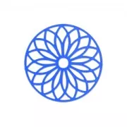 Entrepieza teñida laser cut rosetón 24 mm Azul Oscuro x1