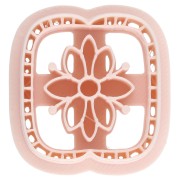 Cortapastas cuadrado de 30 x 28 mm - con motivo floral - de polímero biodegradable - Beige x1
