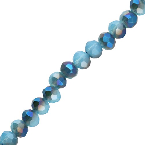 Cuentas redondas facetadas —redondas aplanadas— 4,5 x 3,5 mm, azul claro AB, 38 cm