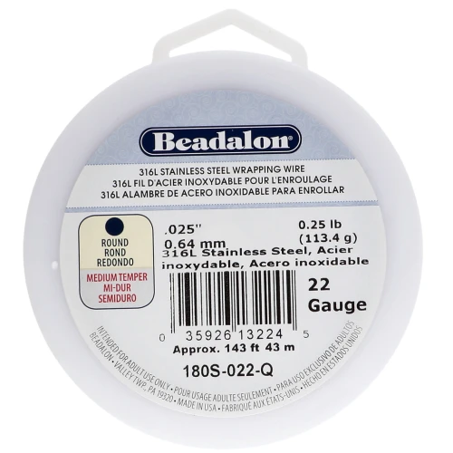 Hilo redondo de 0,64 mm - Acero inoxidable 316L x43m