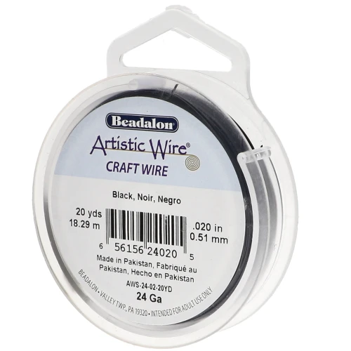 Hilo de cobre Artistic Wire de 0,51 mm - Negro, resistente al deslustre x18.2m