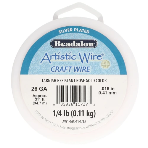 Alambre de cobre Artistic Wire de 0,41 mm, chapado en plata dorada y rosa, resistente al deslustre x94.7m