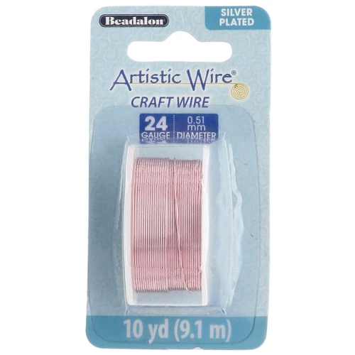 Alambre de cobre Artistic Wire de 0,51 mm, chapado en plata dorada y rosa, resistente al deslustre x9.1m