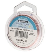 Hilo de cobre Artistic Wire de 0,51 mm, chapado en plata dorada y rosa, resistente al deslustre x13.7m