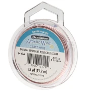Hilo de cobre Artistic Wire de 0,51 mm, chapado en plata dorada y rosa, resistente al deslustre x13.7m