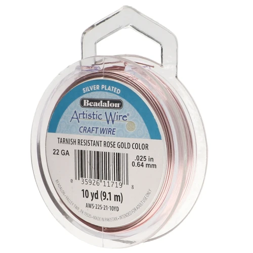 Hilo de cobre Artistic Wire de 0,64 mm, chapado en plata dorada y rosa, resistente al deslustre x9.1m