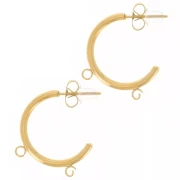 Regalo - Pendientes de aro de 20 mm con 2 anillas abiertas - Acero inoxidable 304L Dorado x2