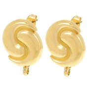 Regalo - Pendientes de botón Yin y Yang de 17 mm - aro cerrado - Dorado x2