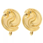 Regalo - Pendientes de botón Yin y Yang de 17 mm - aro cerrado - Dorado x2