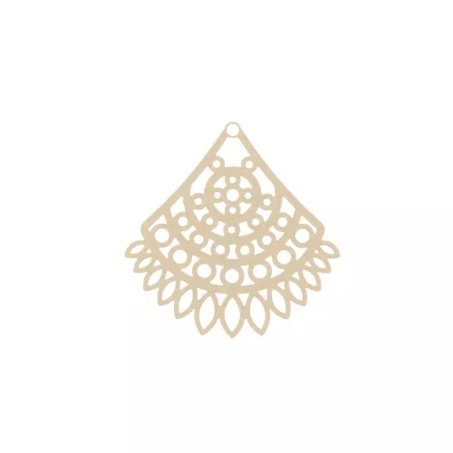 Colgante teñido laser cut abanico 34x40 mm Powder Almond x1