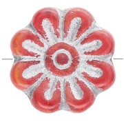 Cuentas con forma de flor de 18 mm de cristal - Rojo plateado x4