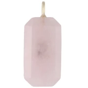 Colgante rectangular de 34 x 15 mm con piedra preciosa y circonitas - Cuarzo rosa - Amarillo o cristal
