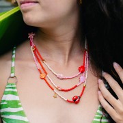 Cuenta pez resina epoxi ojo de la suerte 12x8 mm - Coral - Dorado x1