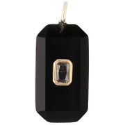 Colgante rectangular de 34 x 15 mm con piedra preciosa y circonitas - Ónix negro - Amarillo o cristal