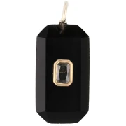 Colgante rectangular de 34 x 15 mm con piedra preciosa y circonitas - Ónix negro - Amarillo o cristal